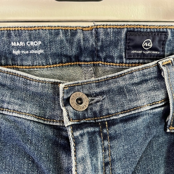 AG Mari Crop Slim Straight Jeans Size 32 High Rise Stretch Denim Faded Wash - Picture 8 of 11